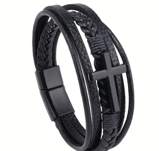 Cross Leather Bracelet