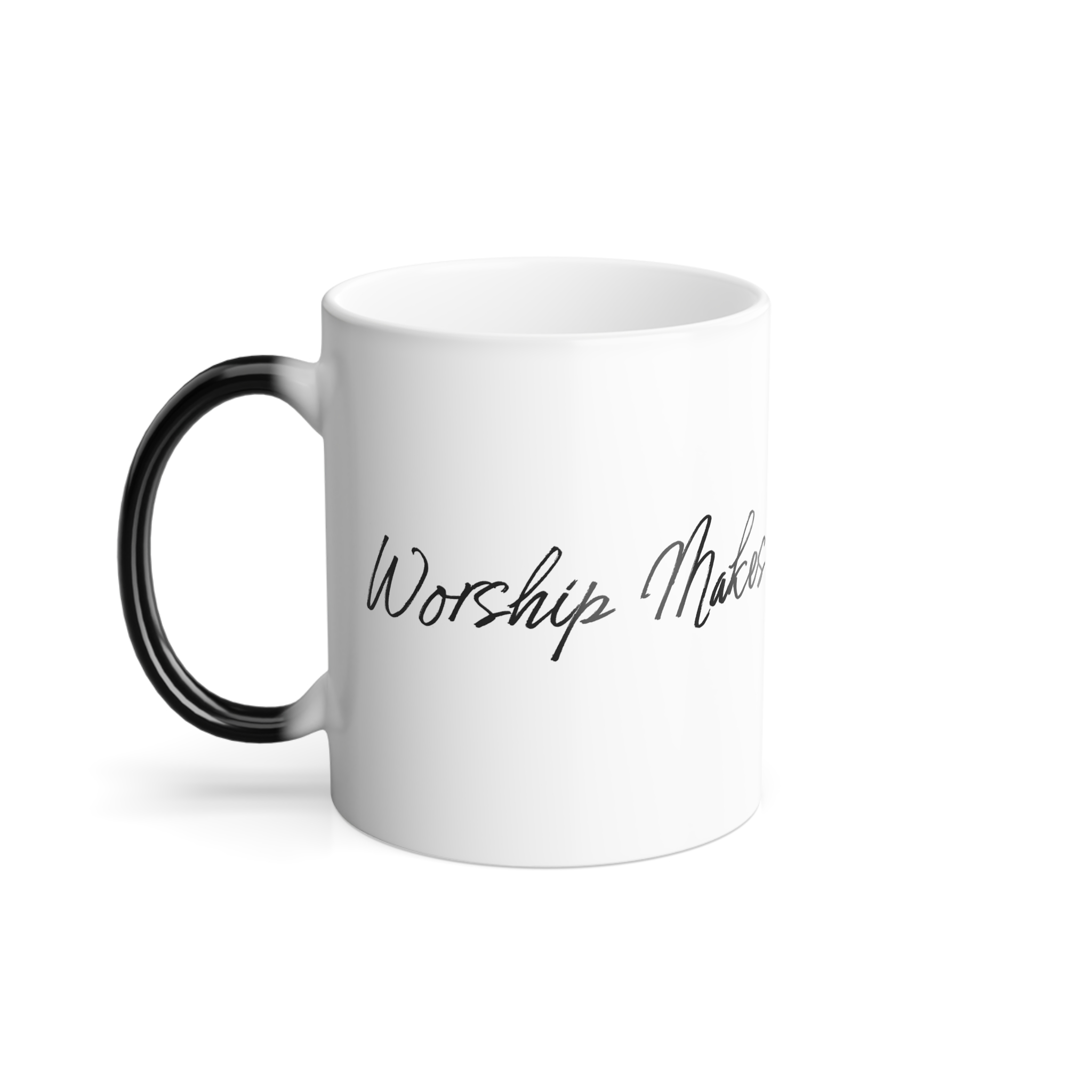 “Worship Makes Your Worries Fade” Color Changing Mug, 11oz Drinkwear Christian Apparel & Accessories "Worship Makes Your Worries Fade" Color Changing Mug, 11oz - Image 3