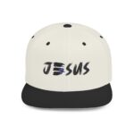 Jesus Flat Bill Hat with embroidered lettering and flat brim