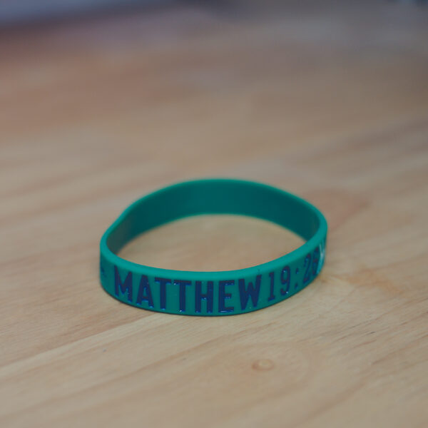 Matthew 19:26 Silicone Bracelet with “With God all things are possible” message