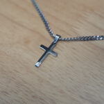 Polished Stainless Steel Cross Necklace with high-shine finish and silver cross pendant