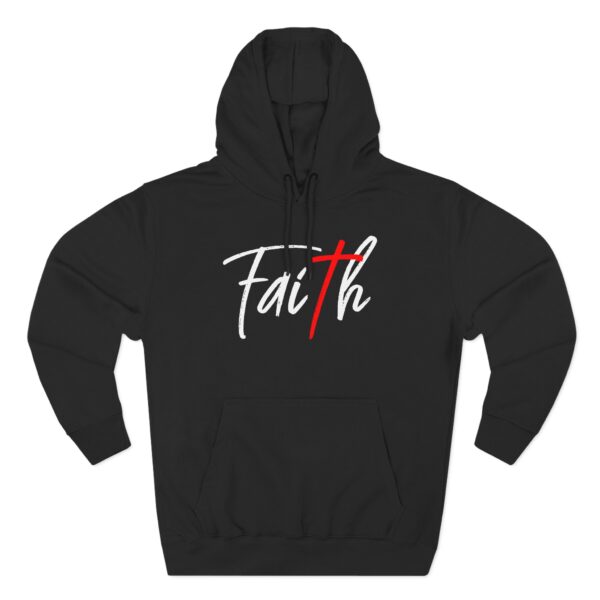 Faith Hoodie with red cross as the “T,” symbolizing the blood of Jesus