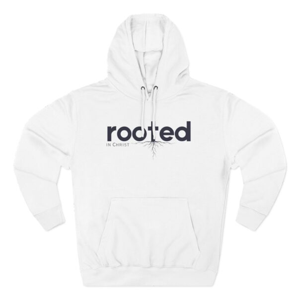 Rooted Hoodie with Christian message inspired by Colossians 2:6-7