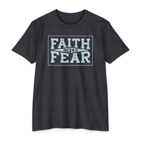 Faith Over Fear Tee with Christian message encouraging trust in God