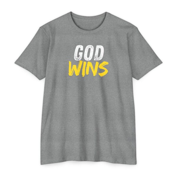 God Wins Tee Christian shirt declaring victory through faith in Jesus