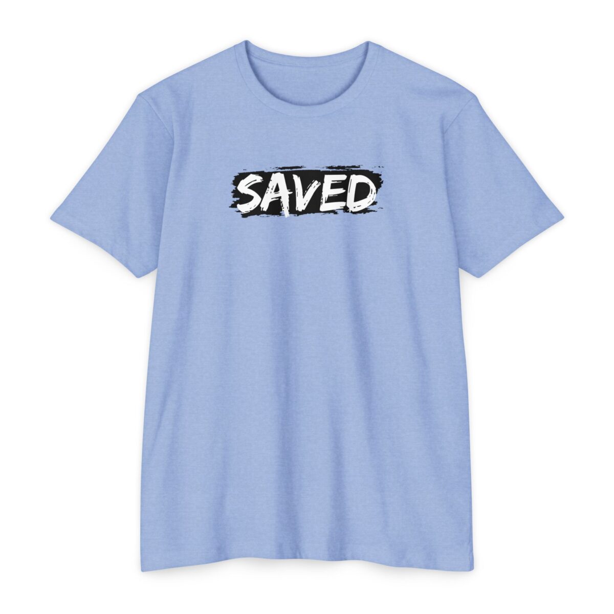 Saved By Grace Tee with bold “SAVED” Christian design