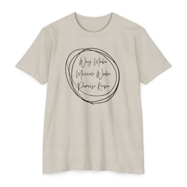 Way Maker Tee with Christian design declaring Way Maker Miracle Worker Promise Keeper