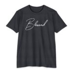 Blessed Tee with modern cursive Christian design