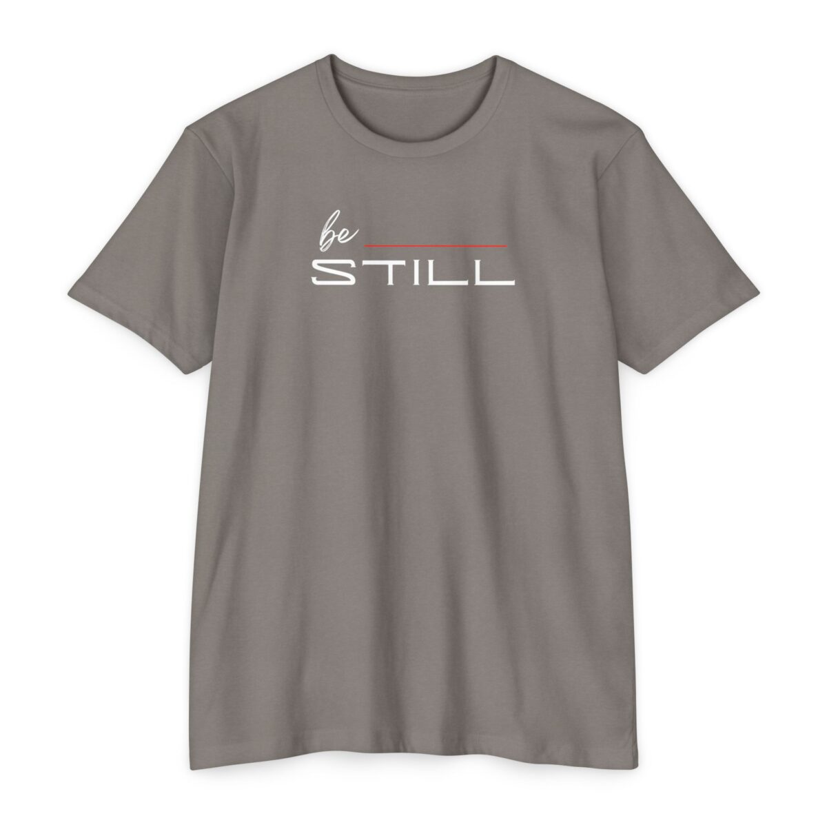 Be Still Tee with Christian faith message inspired by Psalm 46:10