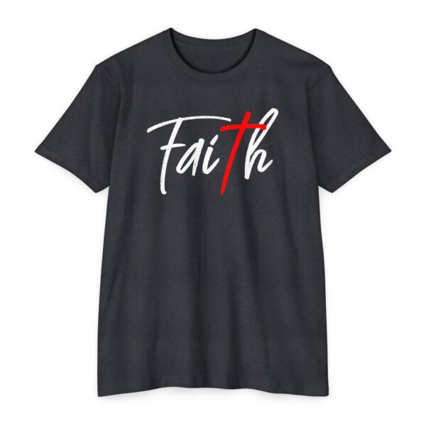 Faith Tee featuring a modern Christian design encouraging trust in God