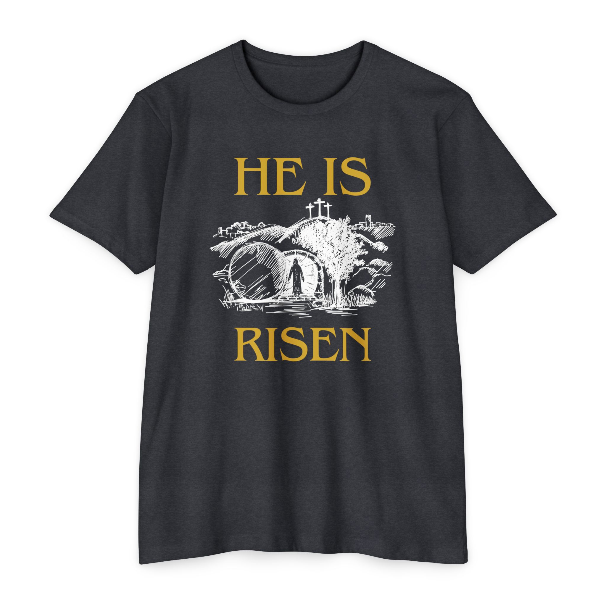 He is Risen Tee Shop Christian Apparel & Accessories He Is Risen Tee with Christian message celebrating the resurrection of Jesus Christ