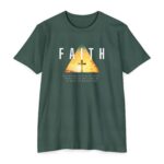 Faith Is Tee with bold Christian design celebrating trust and active faith