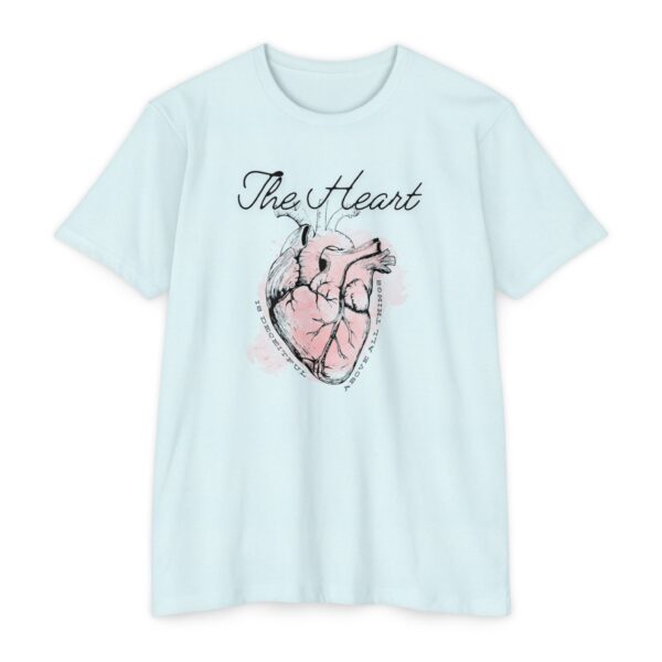 The Heart Is Deceitful Tee with Christian message inspired by Jeremiah 17:9 and bleeding heart graphic