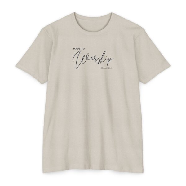 Made to Worship Tee with Christian message celebrating praise and faith