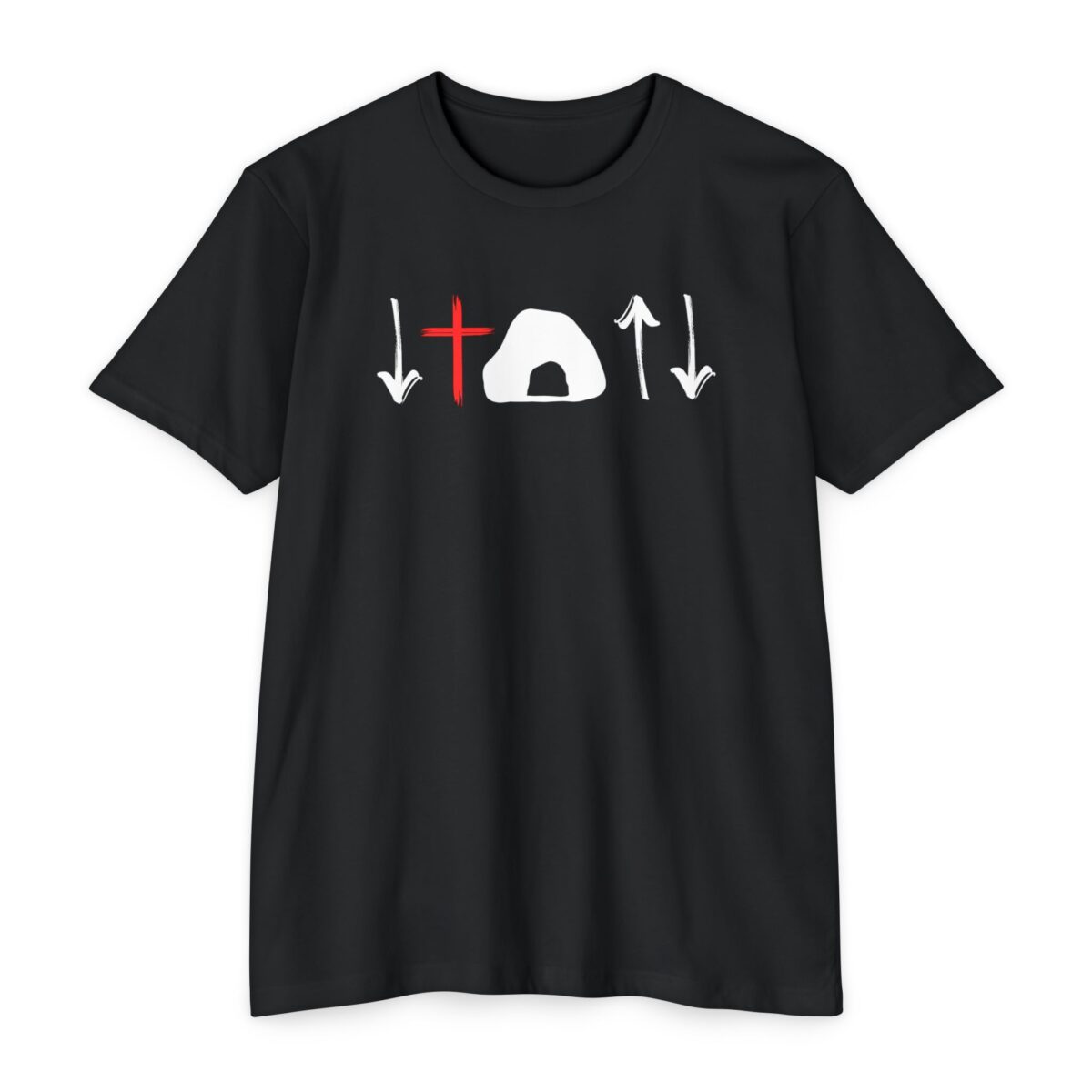 Story of Redemption Tee illustrating the gospel through Christian symbols