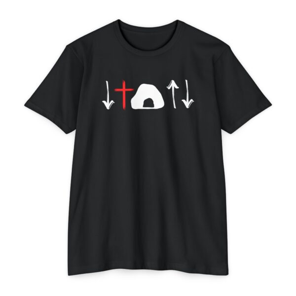Story of Redemption Tee illustrating the gospel through Christian symbols
