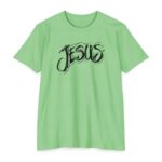 The Name of Jesus Tee featuring modern typography celebrating the power of Jesus