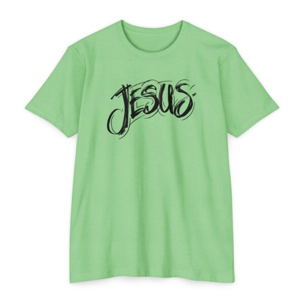 The Name of Jesus Tee featuring modern typography celebrating the power of Jesus