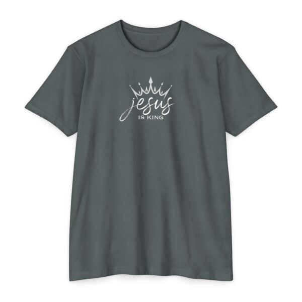 Jesus Is King Tee with crown design on Christian T-shirt