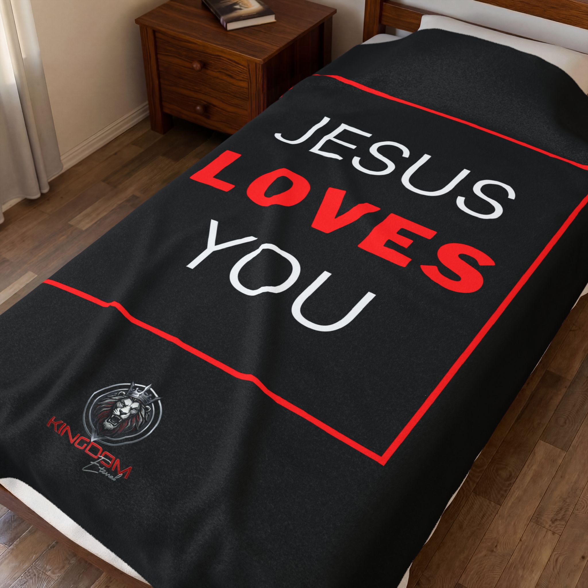 Jesus Loves You Plush Blanket Home & Living Christian Apparel & Accessories Jesus Loves You Plush Blanket - Image 3